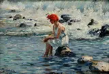 Rudolf Jelínek, Na morskom útese, Okolo 1910, Olej na kartóne