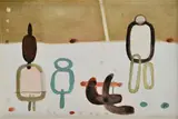 Rodina v zime by Vladimír Kompánek, 1977, Olejová tempera na sololite, sold Sep 2014