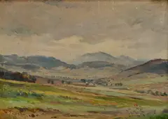 Jozef Fabini, Jarná krajina, Okolo 1950, Tempera, olej na kartóne