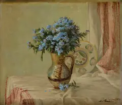 Zátišie s kyticou orgovánov by Križan Ľudovít, 1954, Olej na plátne, sold Jun 2014