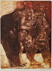 Adolf Benca, Sám, 1989, Farebný lept na papieri 47/60