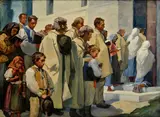 Jozef Hanula, Preplnený kostol, 1936, Olej na dreve