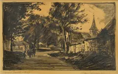 Max Schurmann, Motív z Francúzska, 1923, Kresba uhľom na papieri