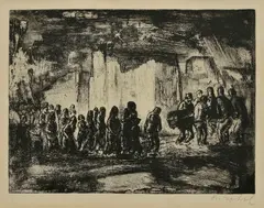 Koloman Sokol, Pohreb robotníka, Okolo 1925, Lept na papieri