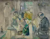 István Biai-Föglein, V kaviarni, Okolo 1960, Tempera na kartóne