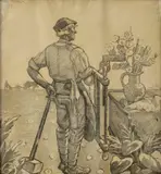 Arnošt Frolka, Moravský žáner, Okolo 1940, Kresba ceruzou na papieri