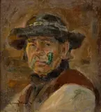Dezső Udvary, Goral s fajkou, 1913, Olej na kartóne