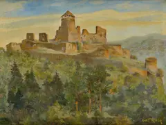 František Řehák, Pohľad na Trenčiansky hrad, Okolo 1930, Olej na plátne