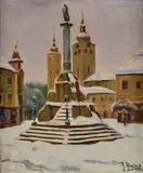 Július Flache, Zima v Banskej Bystrici, 1925, Olej na plátne
