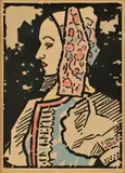 Ľudovít Fulla, Dievča zo Ždiaru, Po 1947, Drevorez na papieri, kolorovaný akvarelom (49/50)