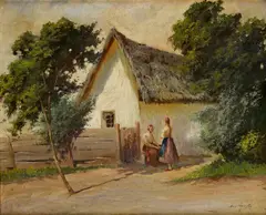 Ács Ágoston, Dve ženy na priedomí, Okolo 1930, Olej na plátne