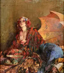 Vígh Bertalan, Žena v budoári, Okolo 1920, Olej na plátne