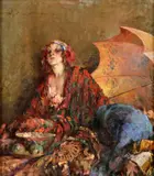 Vígh Bertalan, Žena v budoári, Okolo 1920, Olej na plátne