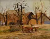 György Németh, S povozom, Okolo 1930, Olej na plátne