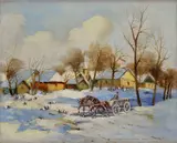 György Németh, Povoz v zime, Okolo 1930, Olej na plátne