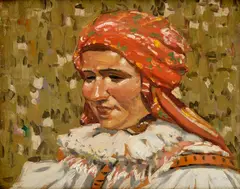 Úprka Jóža, Žena s moravského Slovácka, Okolo 1900, Olej na lepenke