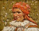 Úprka Jóža, Žena s moravského Slovácka, Okolo 1900, Olej na lepenke