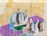 Milan Paštéka, AF pred kráľom UBU, 1968, Pastel na papieri