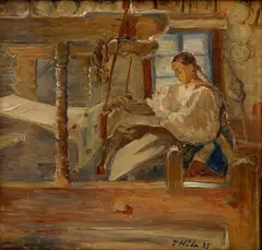 Jan Hála, Važecká priadka, 1935, Olej na plátne