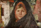 Na dvore by Mária Medvecká, Okolo 1965, Olej na plátne, sold Dec 2013