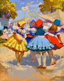 Jozef Teodor Mousson, Ženy na trhu, Okolo 1935, Pastel na papieri