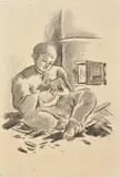 Martin Benka, Vyrezávanie črpáka, ilustrácia ku knihe Ľ. Podjavorinská: Baránok boží