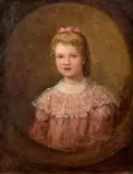 Lajos Ludwig Bruck, Portrét dievčatka v ružových šatách, 1904, Olej na plátne