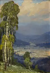 J. Häring, Osamelá breza, Okolo 1920, Olej na kartóne