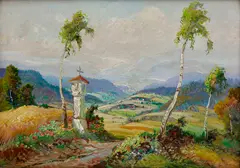 Ludvík Dobeš, Krajina s Božími mukami, Okolo 1940, Olej na kartóne