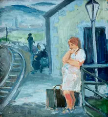 Milan Mravec, Na stanici, 1966, Olej na kartóne