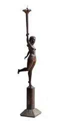 Atlétka - lampa by Július Bártfay, 1939, Drevo, rezba, morenie, lak, sold Dec 2013