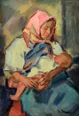 Gustáv Mallý, Mamičkin miláčik, 1945, olej na plátne