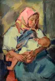 Gustáv Mallý, Mamičkin miláčik, 1945, olej na plátne