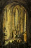 Vnútro kostola by Janko Alexy, 1944, Pastel na papieri, sold Nov 2013