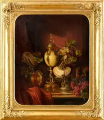 Adalbert Béla Schäffer, Zátišie s kalichom Miklósa Jankovicha, 1852, Olej na dreve