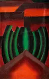 Strechy by Milan Laluha, 1973, Olej na vrecovine, sold Nov 2013