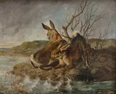 Karol Friedrich Scheidlin, Zajace, Okolo 1880, Olej na plátne