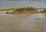 Orest Dubay, Krajina, 1947, Pastel, akvarel, kombinácia techník na kartóne
