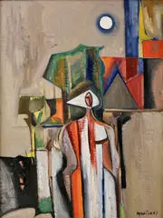 Imro Vysočan, Žena a mesiac, 1967, Olej na plátne