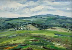 Ďatelinisko, hory pri Kováčovej by František Studený, 1963, Olej na plátne, sold Sep 2013