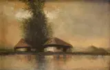 Chalupy pri vode by Eugen Szepesi-Kuszka, Okolo 1915-20, Olej na plátne, sold Sep 2013