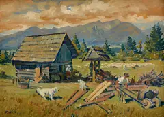 Jan Hála, Na važeckom salaši, 1944, Olej na plátne