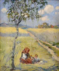 Gustáv Mallý, Matka s dieťaťom, Okolo 1935, Olej na plátne