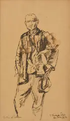 Jozef Teodor Tekel, Drotár od Sabinova, 1931, Lavírovaná kresba tušom, perom na papieri.