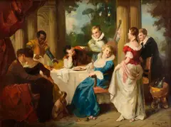 Mozart Rottman, Zabávajúca sa spoločnosť, Okolo 1910, Olej na plátne