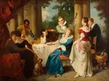 Mozart Rottman, Zabávajúca sa spoločnosť, Okolo 1910, Olej na plátne