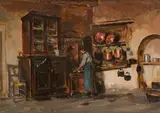 Edvi-illés Aladár, V panskej kuchyni, Okolo 1920, Olej na kartóne
