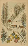 Josef Lada, V zime, 1936, Farebná litografia na papieri