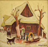Alex Mlynárčik, Zabíjačka, 1959, Olej na sololite