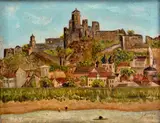 Josef Dvořák, Pohľad na starý Trenčín, 1928, Olej na plátne